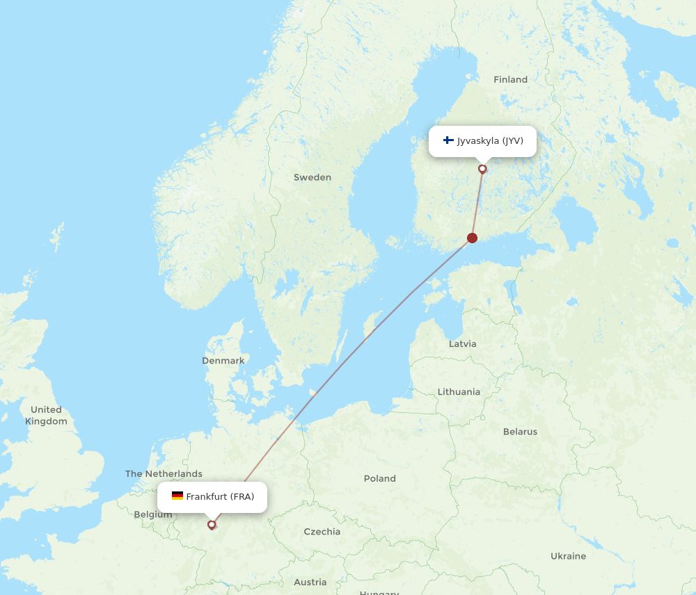FRA-JYV flight routes