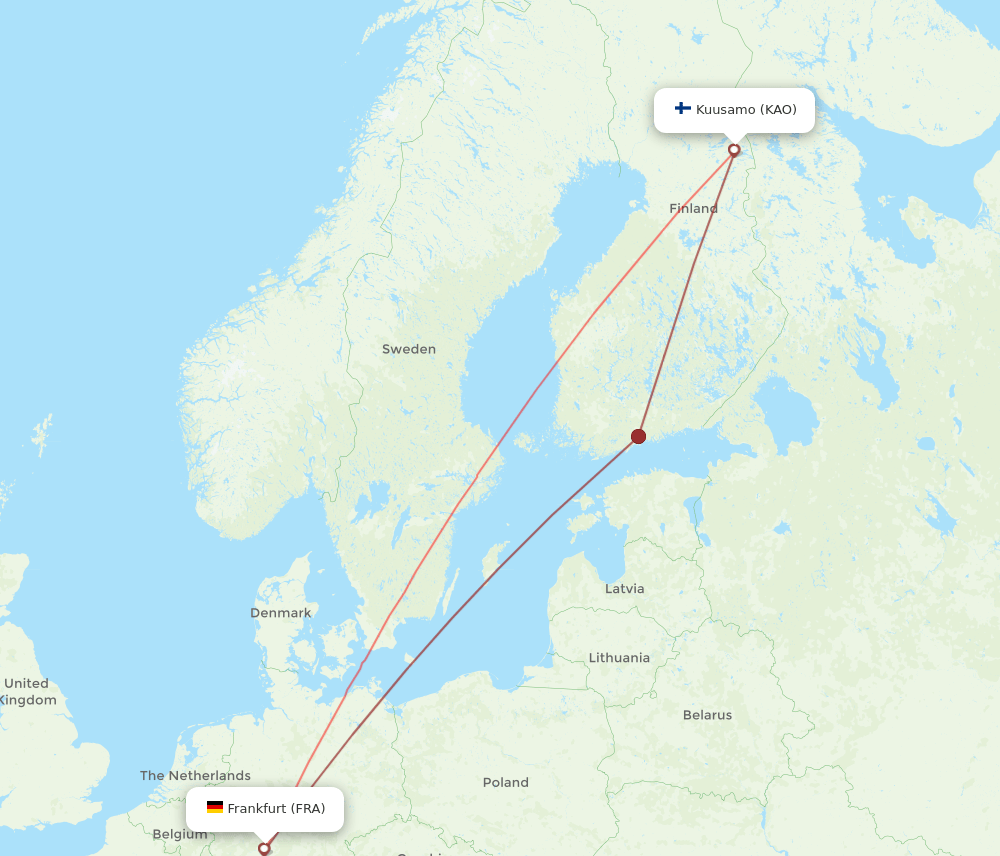 FRA-KAO flight routes
