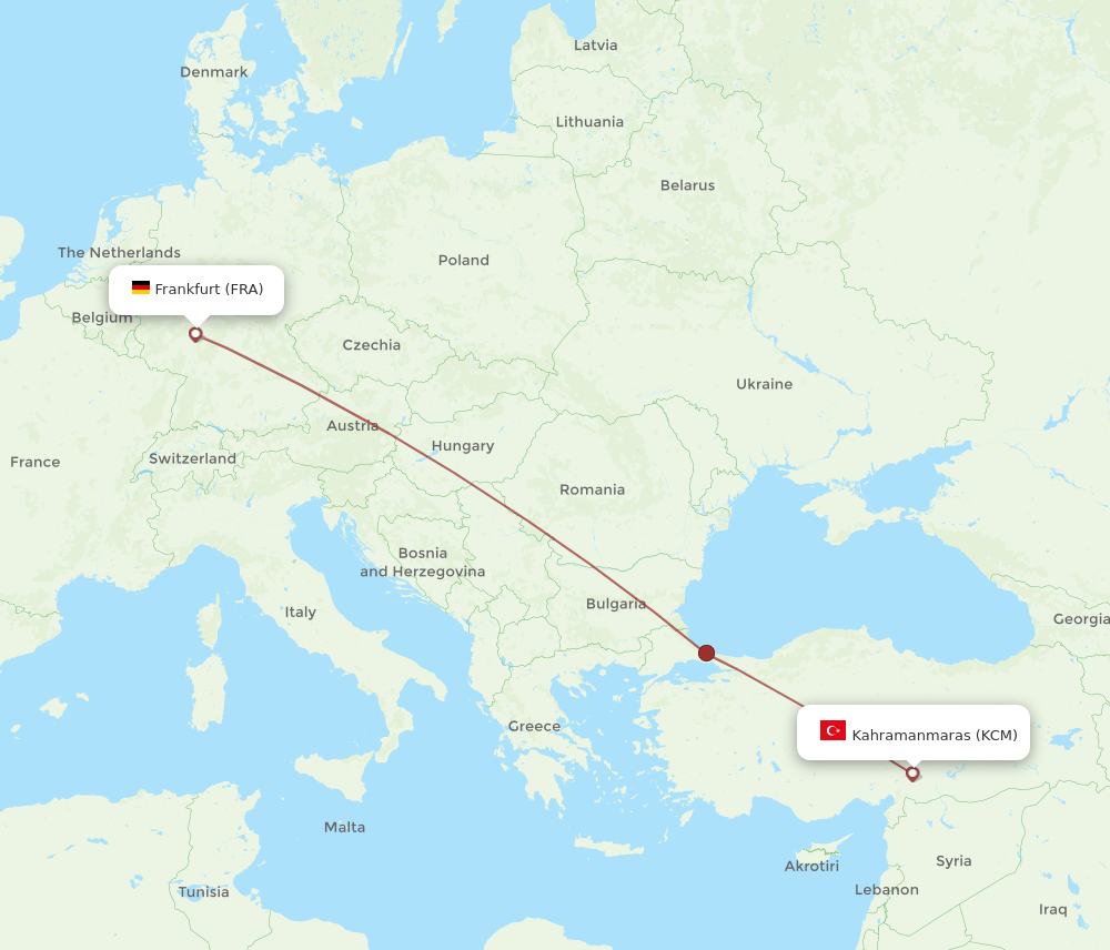 FRA-KCM flight routes