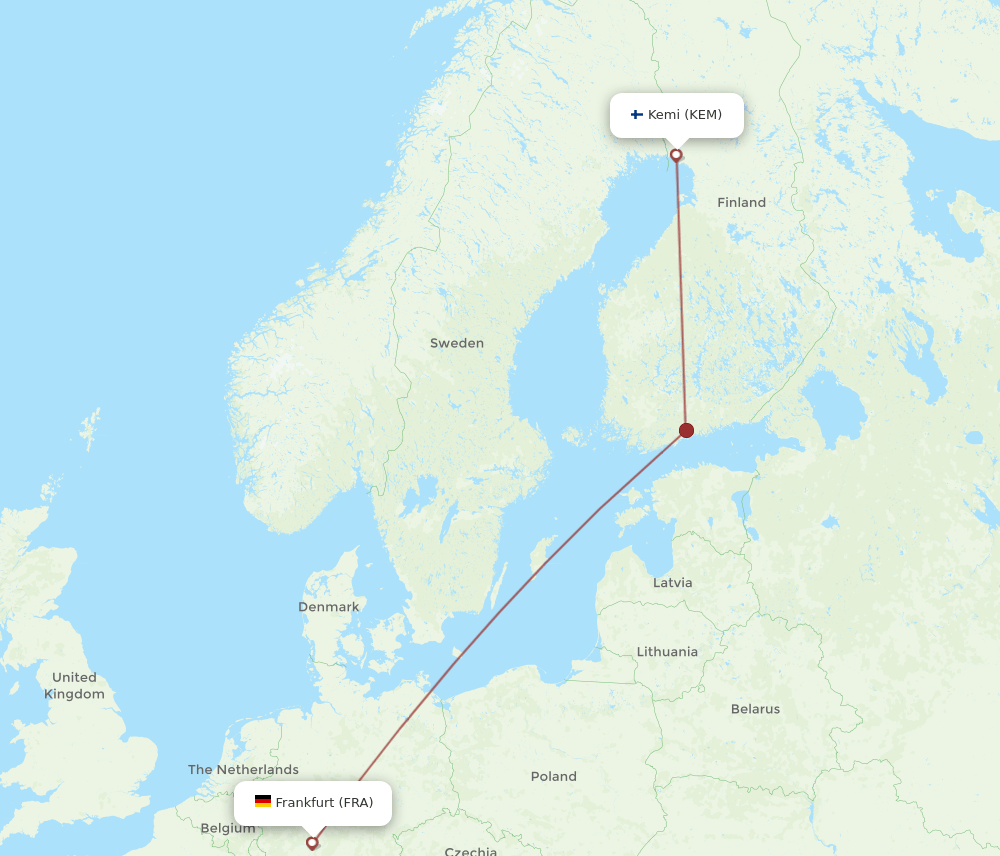 FRA-KEM flight routes