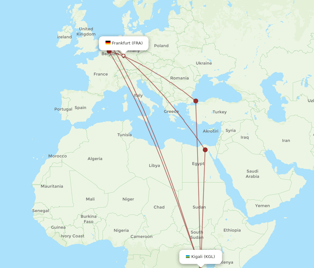 FRA-KGL flight routes