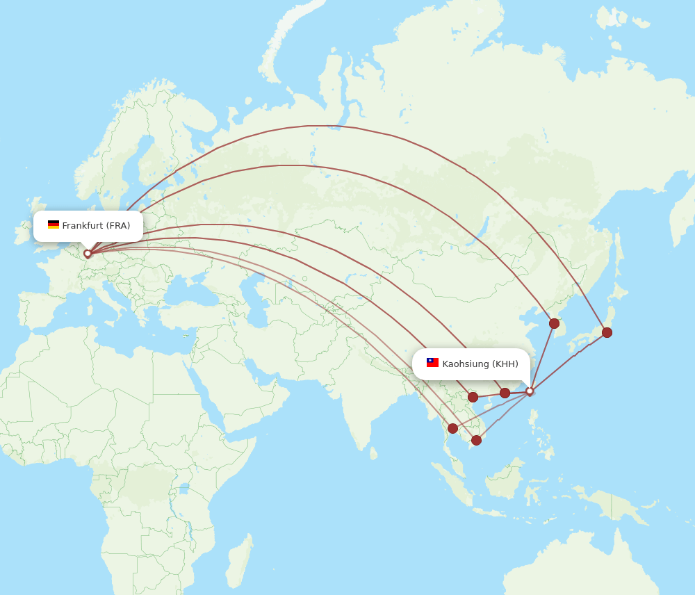 FRA-KHH flight routes