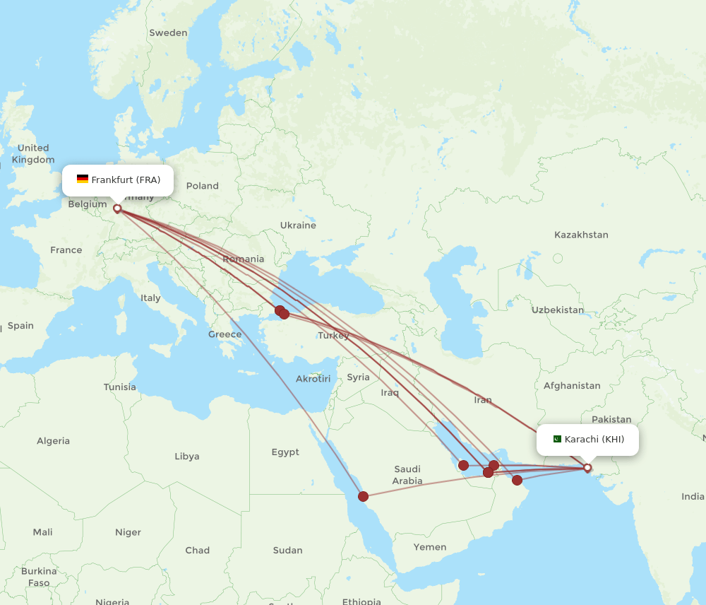FRA-KHI flight routes