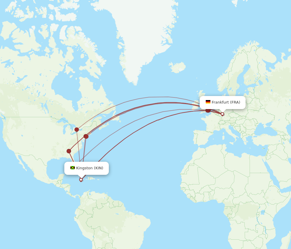 FRA-KIN flight routes