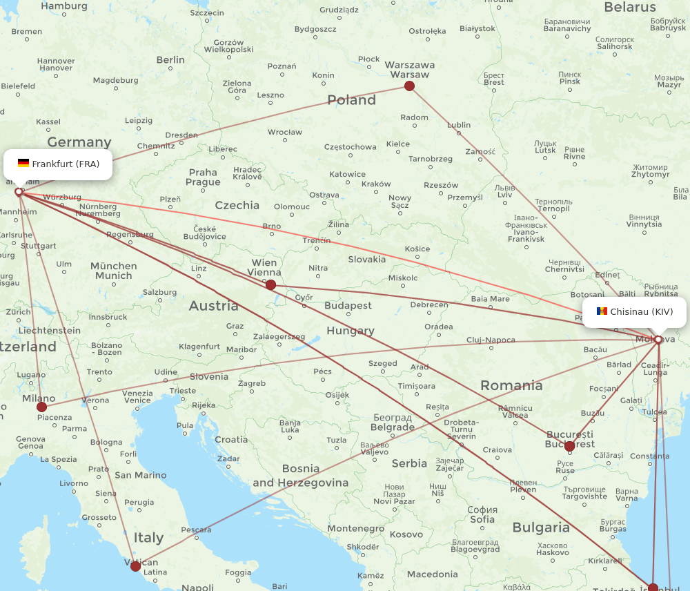 FRA to KIV flights and routes map