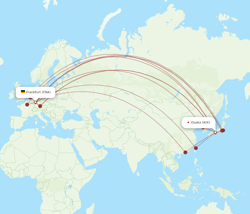 FRA-KIX flight routes
