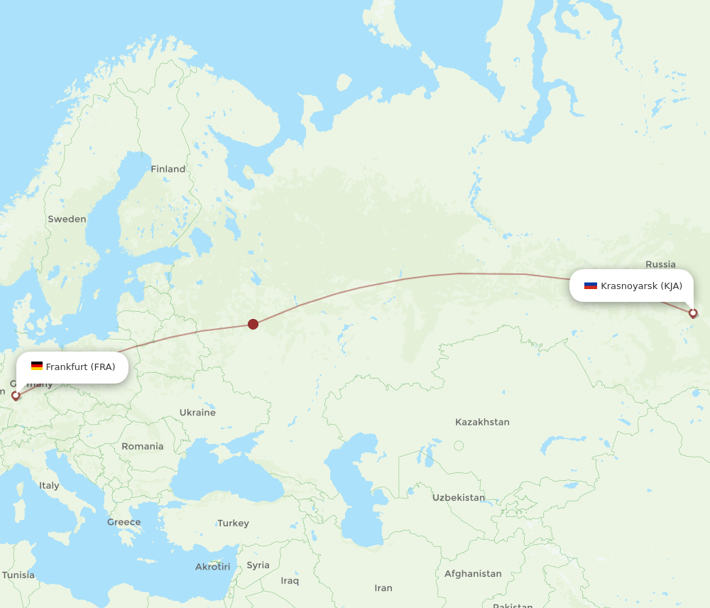 FRA-KJA flight routes