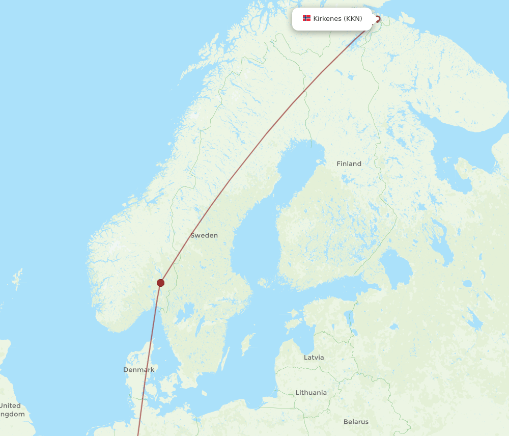 FRA-KKN flight routes