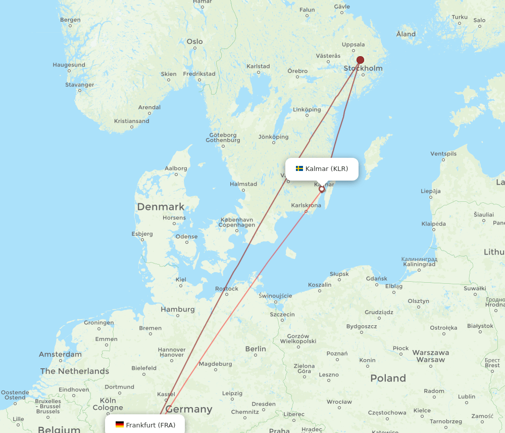 FRA-KLR flight routes