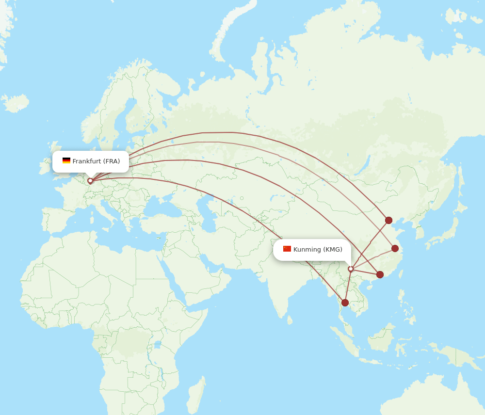 FRA-KMG flight routes