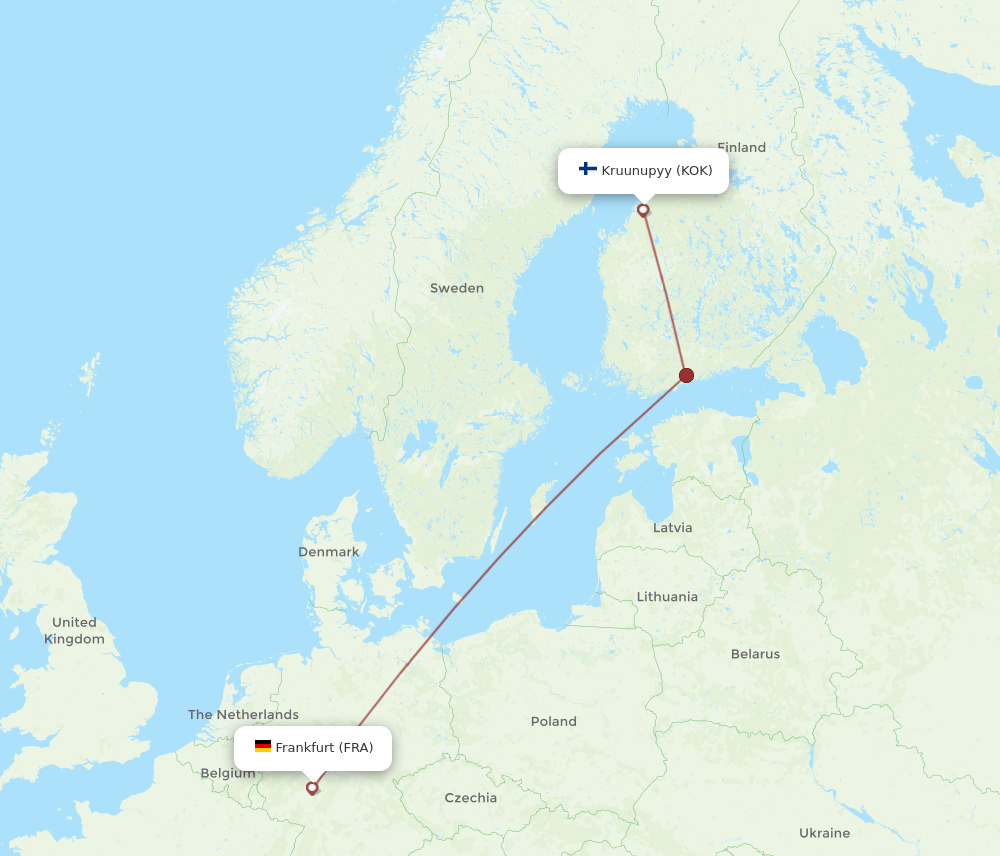 FRA to KOK flights and routes map