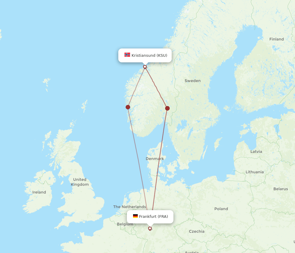FRA-KSU flight routes