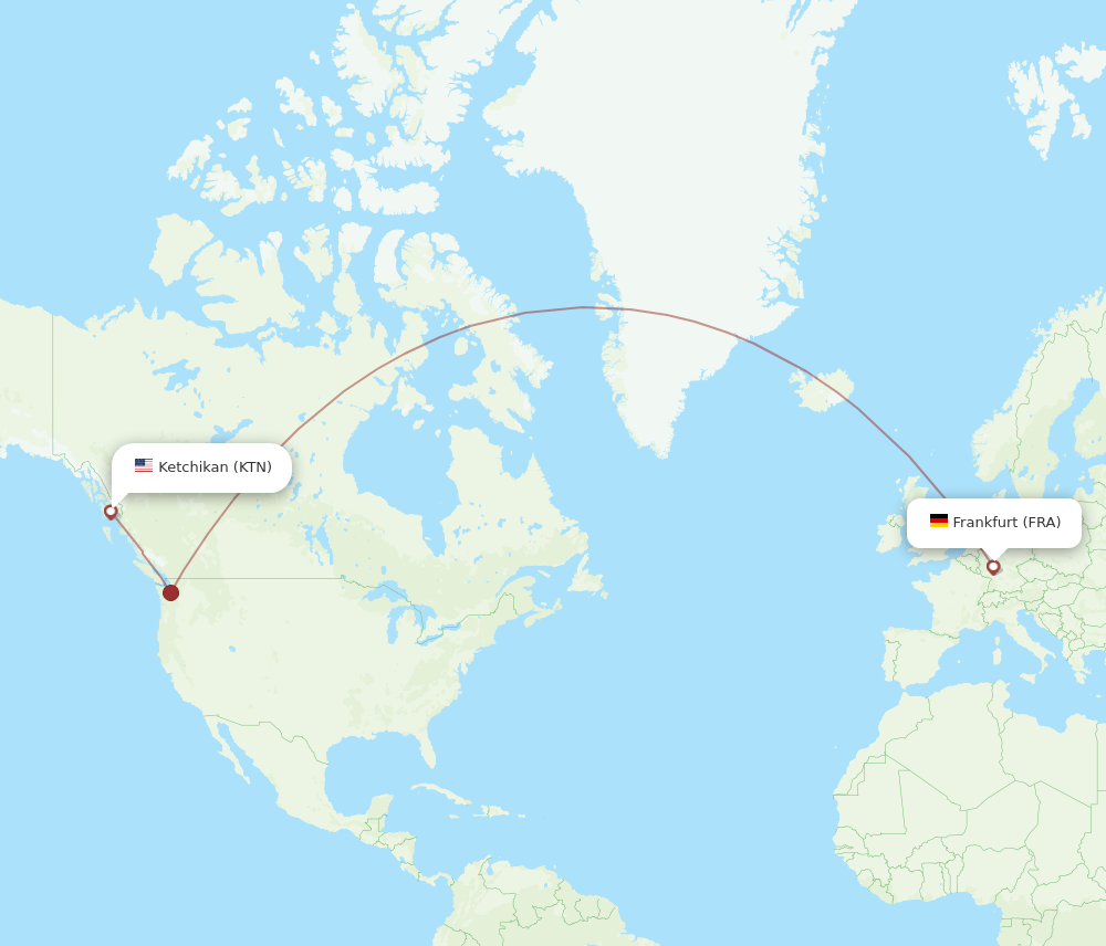 FRA-KTN flight routes