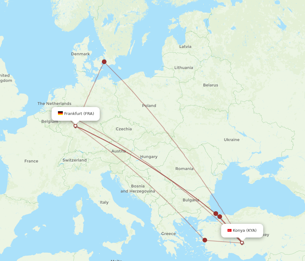 FRA-KYA flight routes