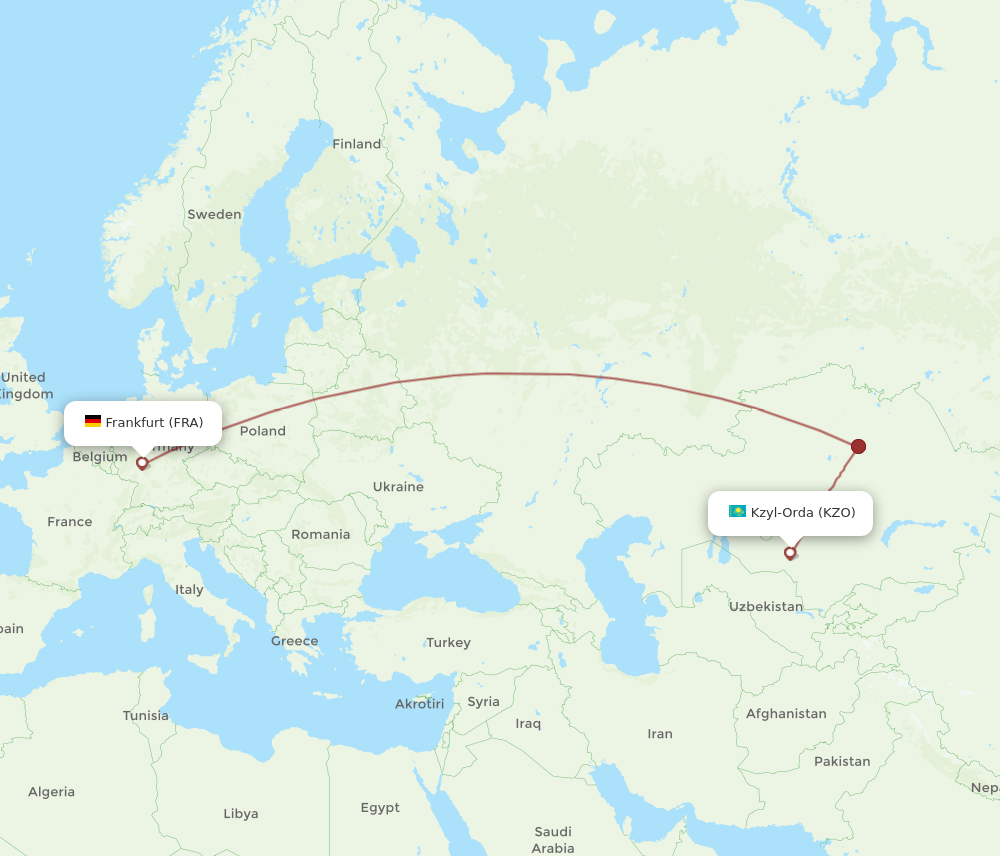 FRA to KZO flights and routes map