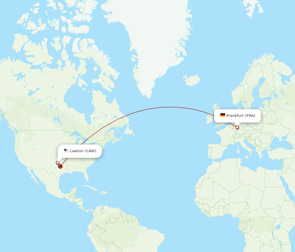 FRA to LAW flights and routes map
