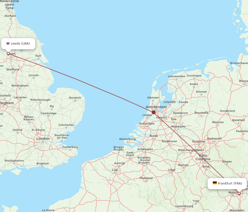 FRA-LBA flight routes