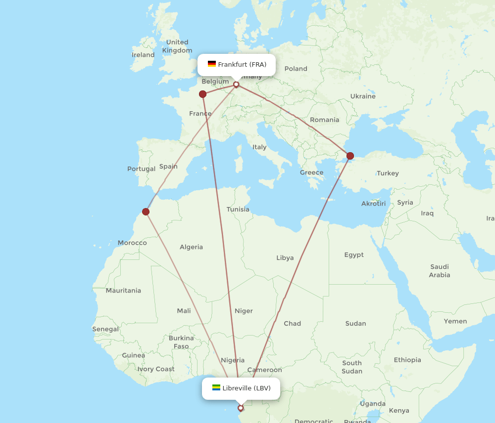 FRA-LBV flight routes