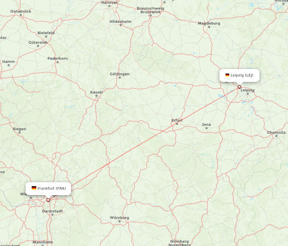 FRA to LEJ flights and routes map