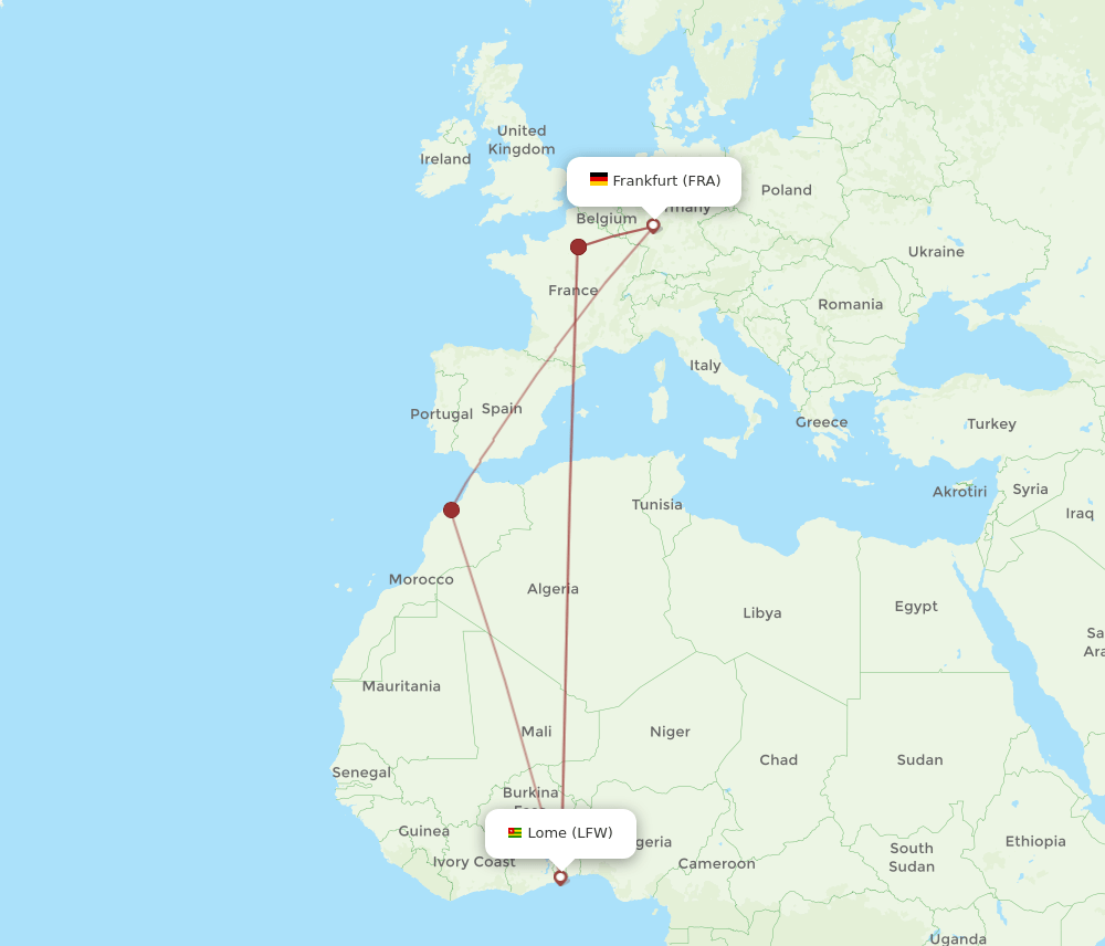 FRA-LFW flight routes