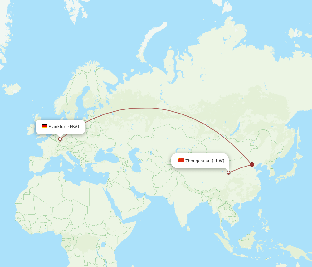 FRA-LHW flight routes