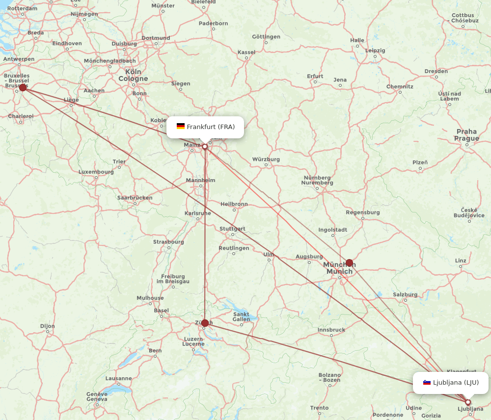 FRA-LJU flight routes