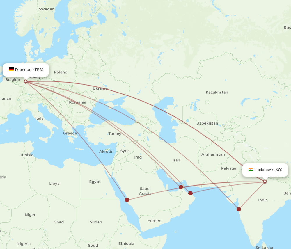 FRA-LKO flight routes