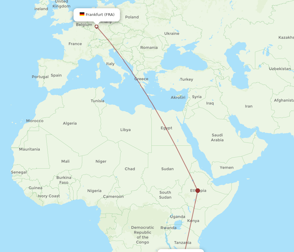 FRA-LLW flight routes