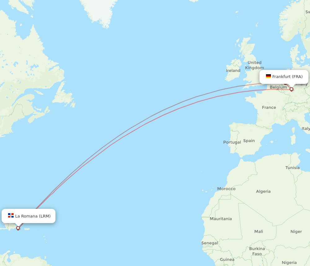 FRA-LRM flight routes