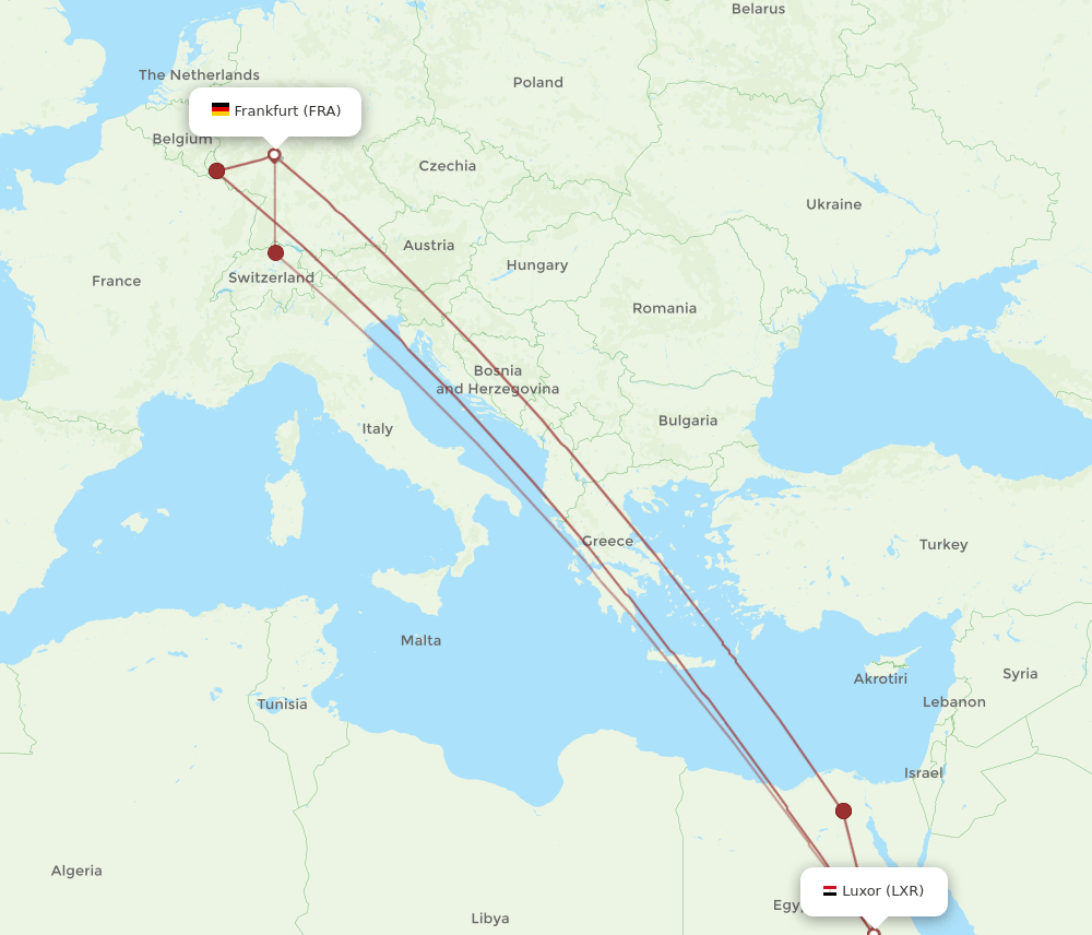 FRA-LXR flight routes