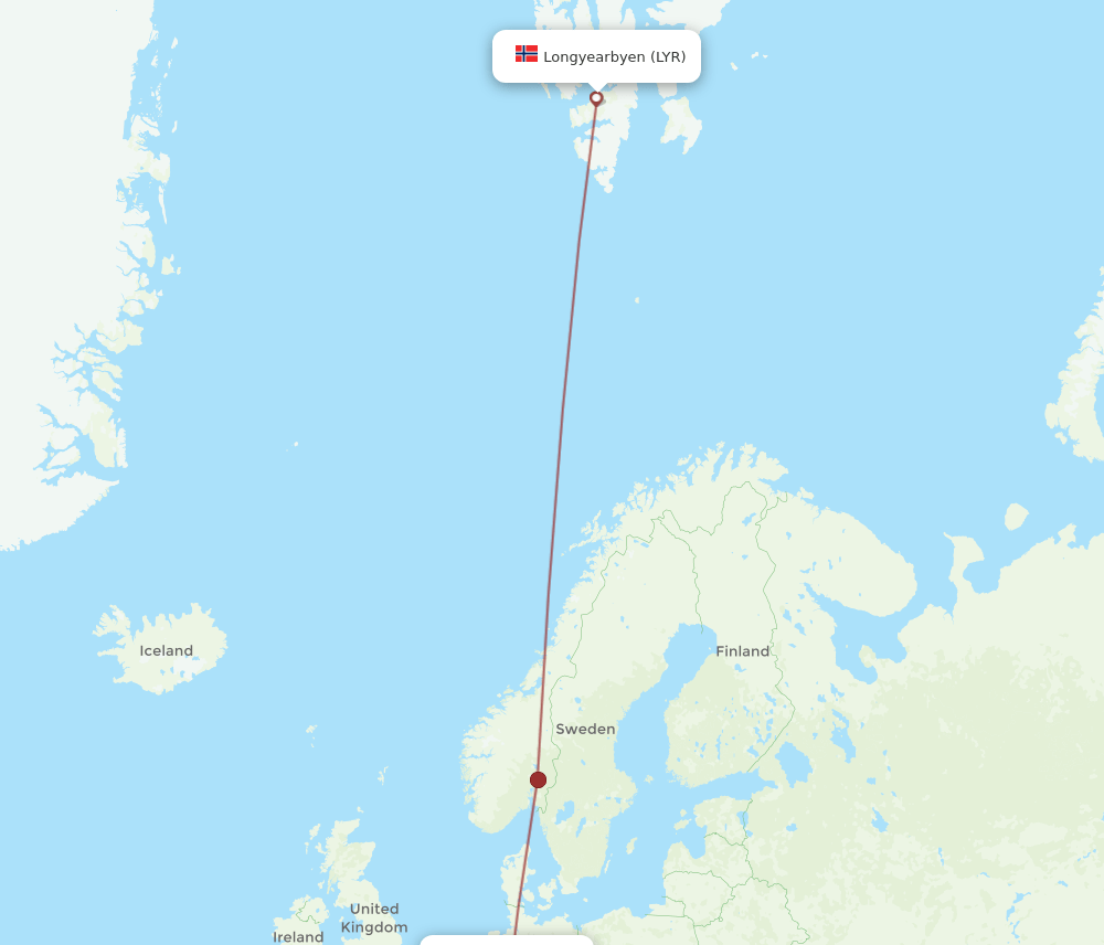 FRA-LYR flight routes