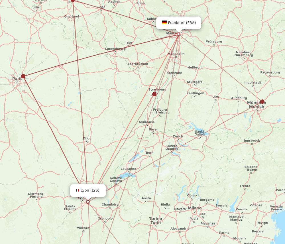 FRA to LYS flights and routes map