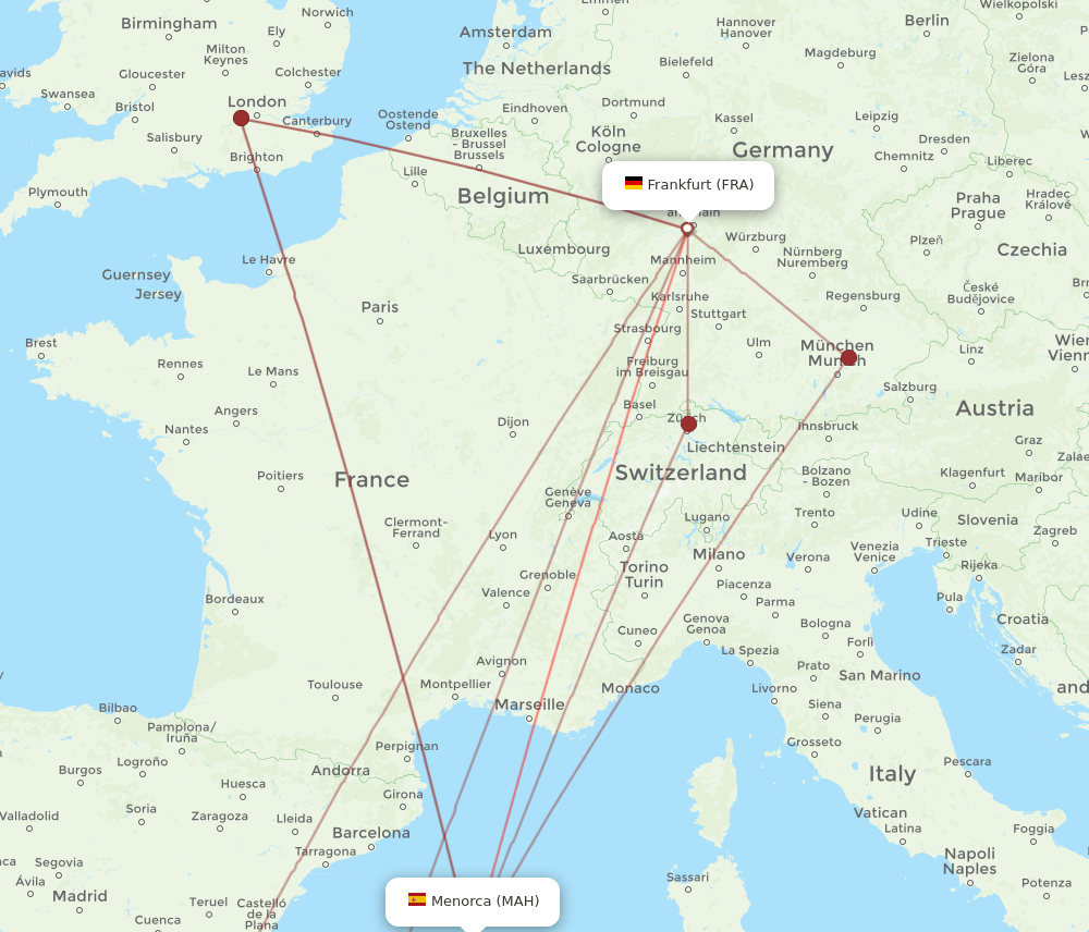 FRA-MAH flight routes
