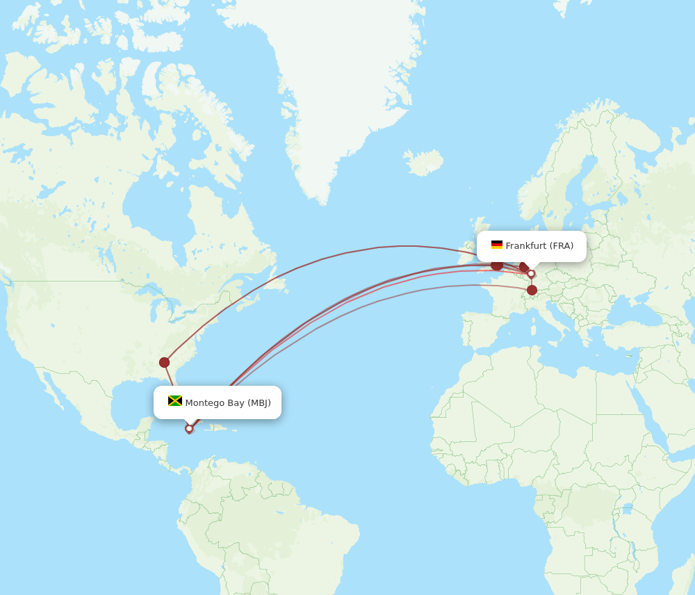 FRA-MBJ flight routes