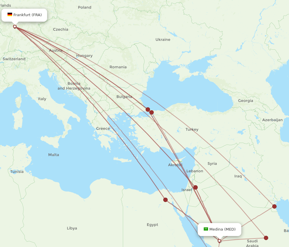 FRA-MED flight routes