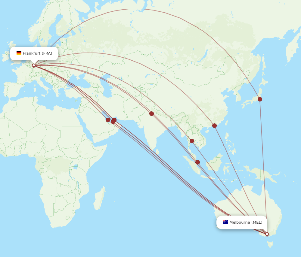 FRA to MEL flights and routes map