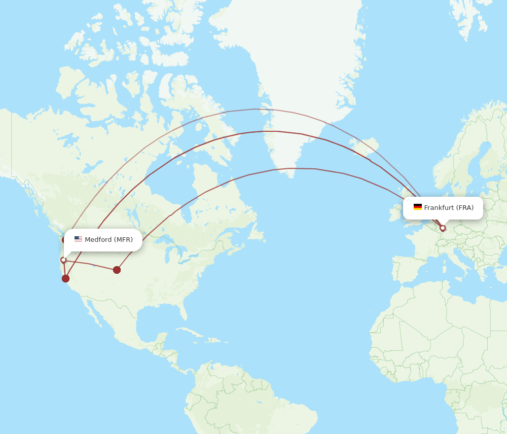 FRA to MFR flights and routes map