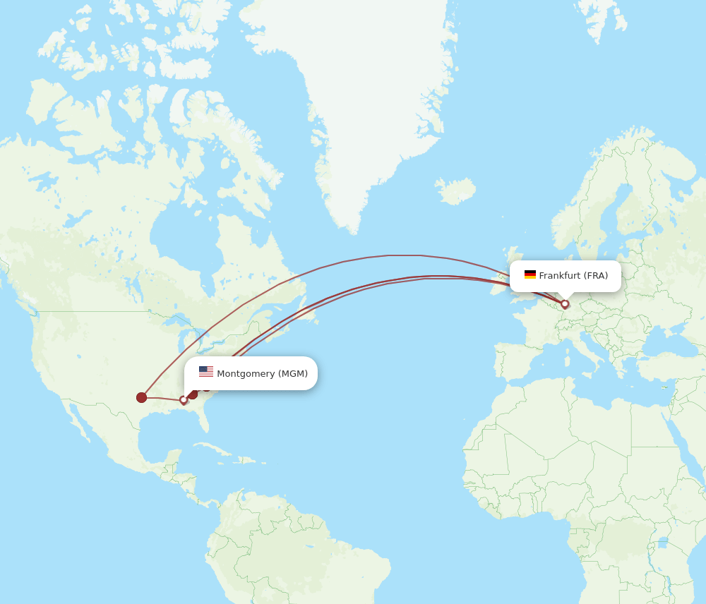 FRA to MGM flights and routes map