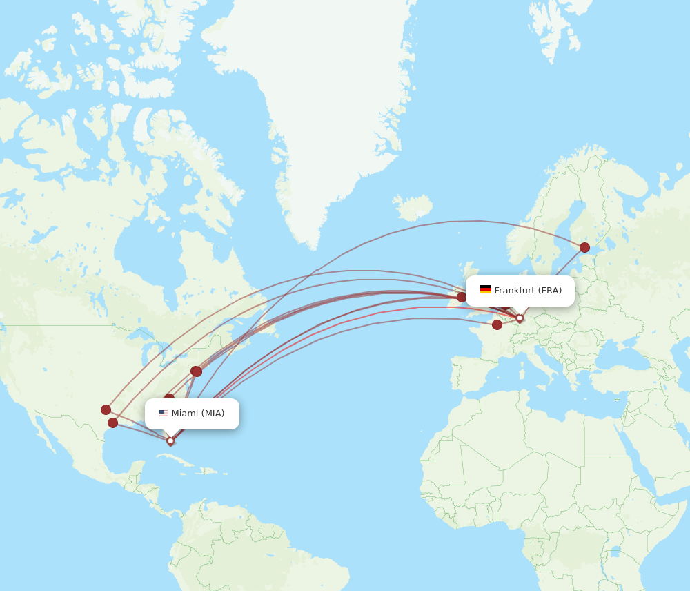 FRA to MIA flights and routes map