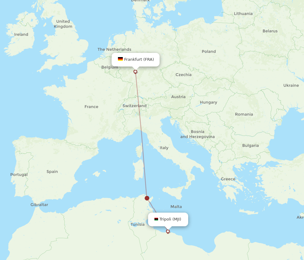 FRA-MJI flight routes
