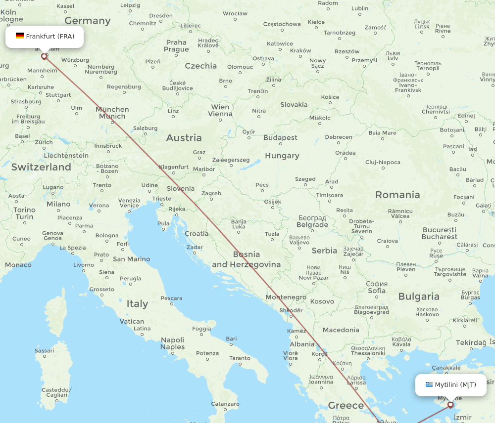 FRA-MJT flight routes