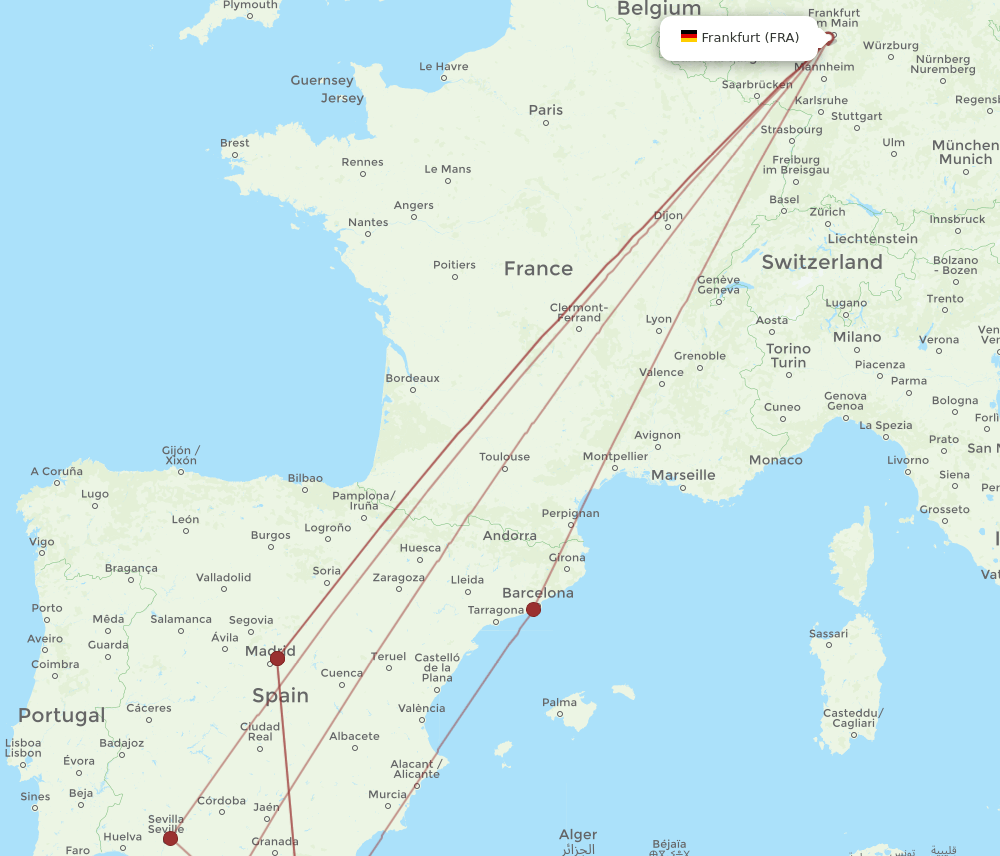 FRA-MLN flight routes