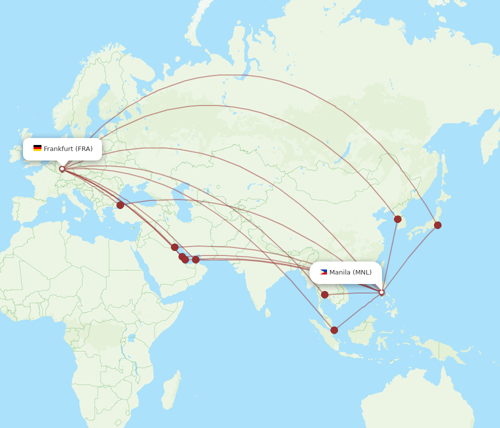 FRA to MNL flights and routes map