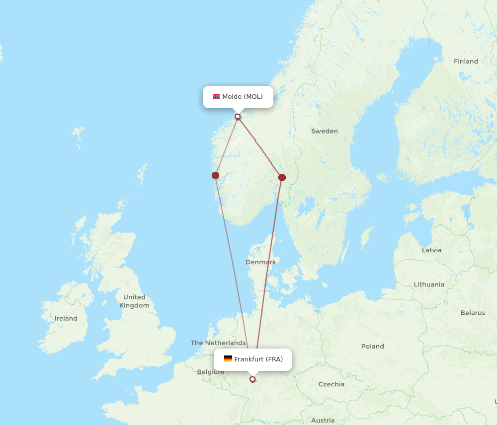 FRA-MOL flight routes