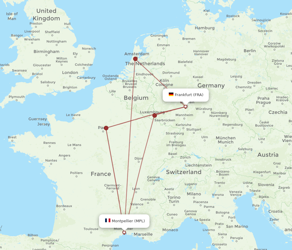 FRA to MPL flights and routes map