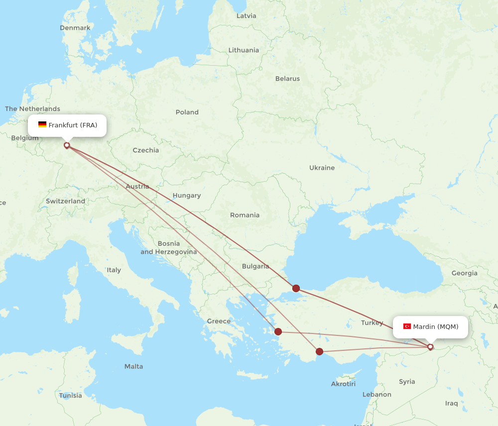 FRA-MQM flight routes