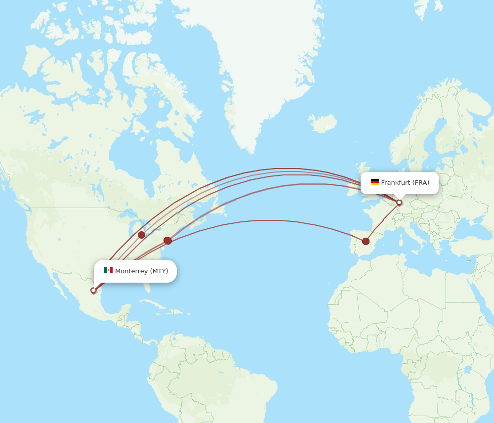 FRA-MTY flight routes