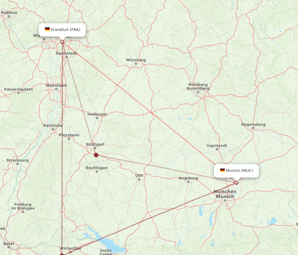 FRA to MUC flights and routes map