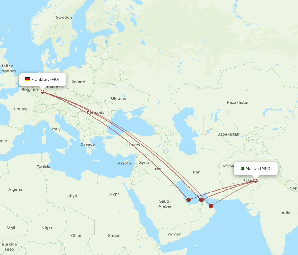 FRA-MUX flight routes