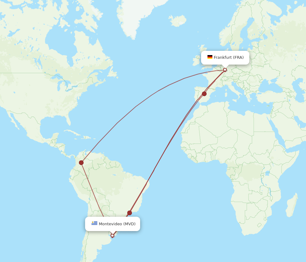 FRA-MVD flight routes
